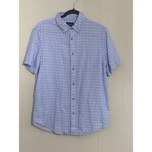 Daniel Hechter Paris Men’s Linen Blend Short Sleeve‎ Button Up Shirt Blue M